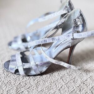 Manolo Blahnik Silver Strappy Heels